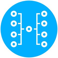 Flowchart icon on a round button N16