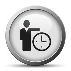 Businessman icon on a silver button N3