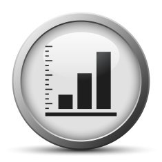 Bar Graph icon on a silver button N3