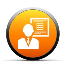Businessman icon on a round button N27