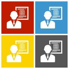 Businessman icon on square buttons N6