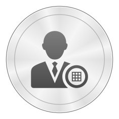 Businessman icon on a round button N32