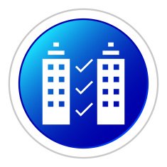 Office Building icon on a round button N8
