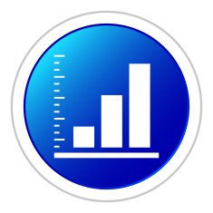 Bar Graph icon on a round button N32
