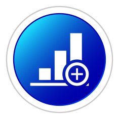 Bar Graph icon on a round button N33