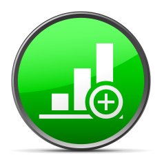 Bar Graph icon on a round button N35