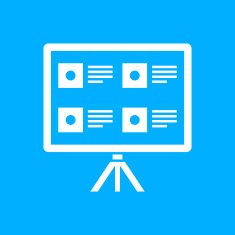 Projection Screen icon on a blue background