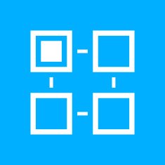 Flowchart icon on a blue background