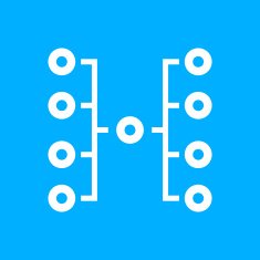 Flowchart icon on a blue background N3