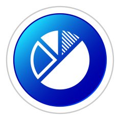 Pie Chart icon on a round button N10