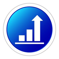 Bar Graph icon on a round button N39