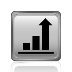 Bar Graph icon on a square button N19