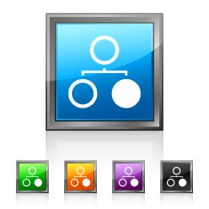 Flowchart icon on square buttons N14