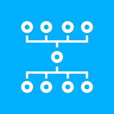 Flowchart icon on a blue background N6