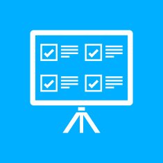 Projection Screen icon on a blue background N2
