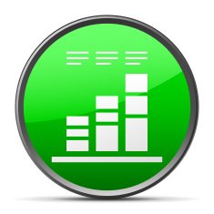 Bar Graph icon on a round button N40