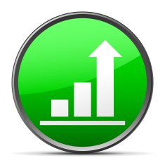 Bar Graph icon on a round button N42