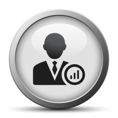 Businessman icon on a silver button N5