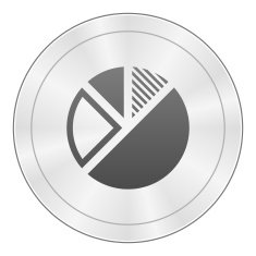 Pie Chart icon on a round button N13