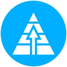 Pyramid icon on a round button N10