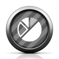 Pie Chart icon on a round button N15
