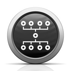 Flowchart icon on a round button N54