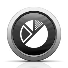 Pie Chart icon on a round button N16