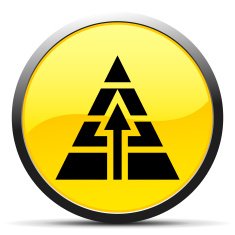 Pyramid icon on a round button N16