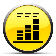 Bar Graph icon on a round button N57
