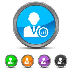 Businessman icon on circle buttons N10