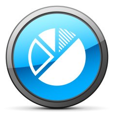 Pie Chart icon on a round button N18