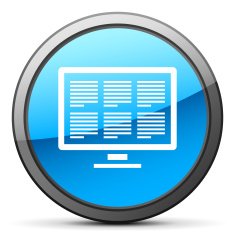Computer Monitor icon on a round button N18