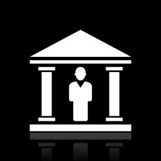 Bank icon on a black background N8
