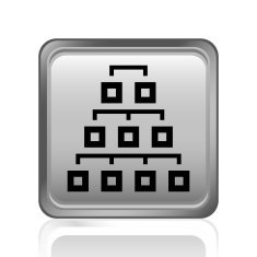 Flowchart icon on a square button N29