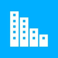 Apartment Building icon on a blue background N4