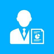 Businessman icon on a blue background N6