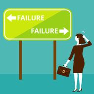 Businesswoman and Failure Signage