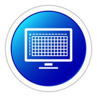 Computer Monitor icon on a round button N22