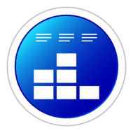 Bar Graph icon on a round button N68