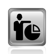 Businessman icon on a square button N24