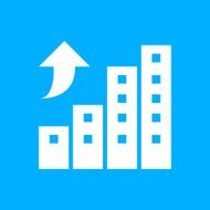 Apartment Buildings icon on a blue background