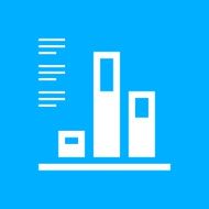 Bar Graph icon on a blue background N12