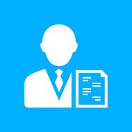 Businessman icon on a blue background N8