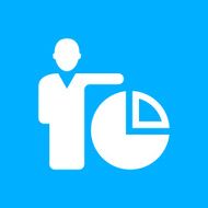 Businessman icon on a blue background N9