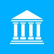 Bank icon on a blue background N6