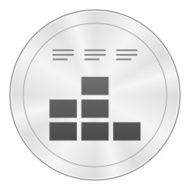 Bar Graph icon on a round button N74