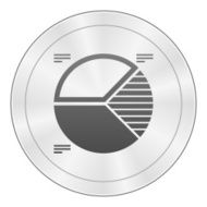 Pie Chart icon on a round button N25