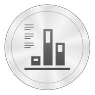 Bar Graph icon on a round button N75