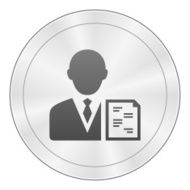 Businessman icon on a round button N58