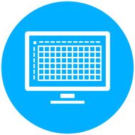 Computer Monitor icon on a round button N26